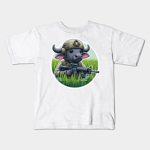 Tactical Buffalo Kids T-Shirt by Rawlifegraphic